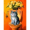 5D DIY Diamond Painting Kits Cartoon Funny Cat Sitting On Toilet