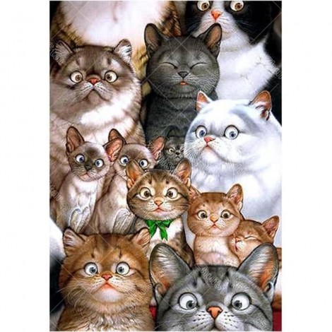 5D DIY Diamond Painting Kits Cartoon Funny Lovely Cats