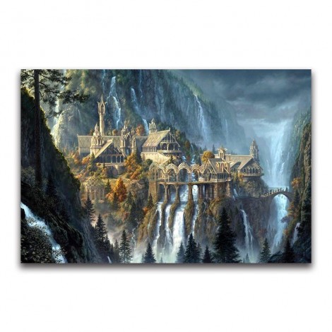 5D DIY Diamond Painting Kits Dream Mysterious Castle Waterfall