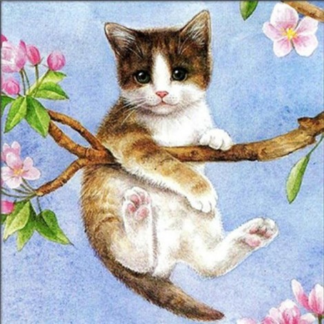 5D DIY Diamond Painting Kits Pet Cat Gift on the Branch