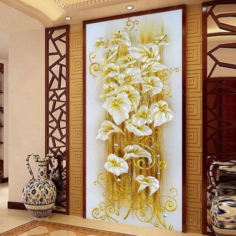 5D DIY Diamond Painting Kits Gold Flowers