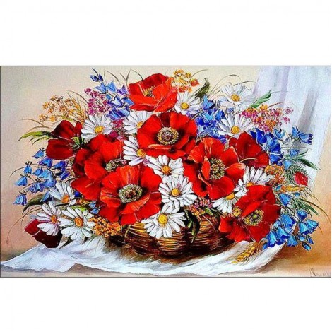 5D DIY Diamond Painting Kits Dream Colorful Basket of Flowers