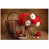 5D DIY Diamond Painting Kits Beautiful Red And White Flower in Vase Strawberry