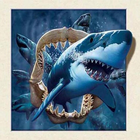 5D DIY Diamond Painting Kits Cartoon Fierce Shark