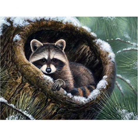 5D DIY Diamond Painting Kits Winter Raccoon