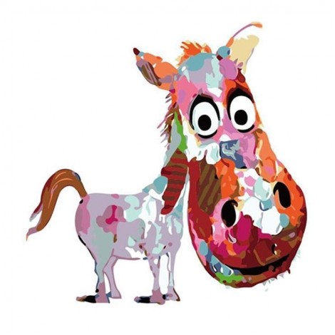 5D DIY Diamond Painting Kits Cartoon Colorful Farm Animal Donkey