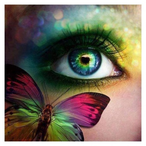 5D DIY Diamond Painting Kits Dream Colored Beautiful Eyes And Butterfly