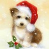 5D DIY Diamond Painting Kits Winter Cute Dog Wearing Christmas Hat