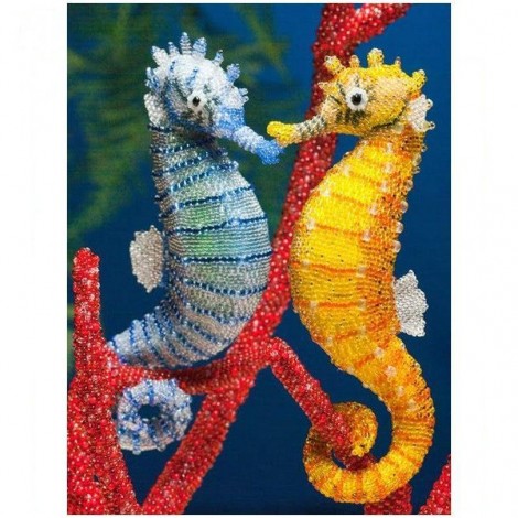 5D DIY Diamond Painting Kits Coloured Cute Loving Seahorse