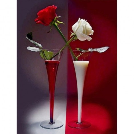 5D DIY Diamond Painting Kits Wine Red and White Roses