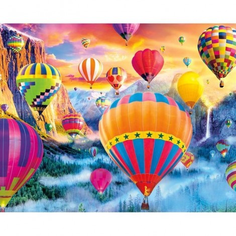5D DIY Diamond Painting Kits Cartoon Hot Air Balloon in the Sky