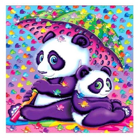 5D DIY Diamond Painting Kits Cartoon Lovely Colorful Rain Panda Family