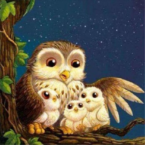 5D DIY Diamond Painting Kits Cartoon Cute Owl Family