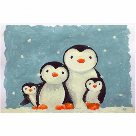 5D DIY Diamond Painting Kits Cartoon Cute Family Penguin
