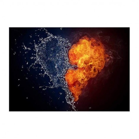 5D DIY Diamond Painting Kits Fantasy Love Heart Fire and Water