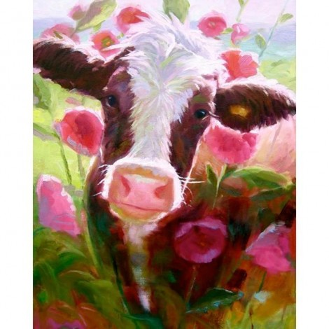 5D Diamond Painting Kits Colored Drawing Cow in the Field