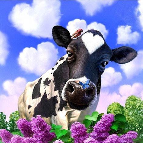 5D DIY Diamond Painting Kits Cute Cow Love Cloud