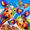 5D Diamond Painting Kits Colred Drawing Cows Butterfly