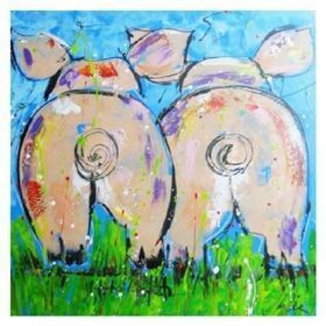 5D DIY Diamond Painting Kits Cartoon Colorful Funny Pigs Rump