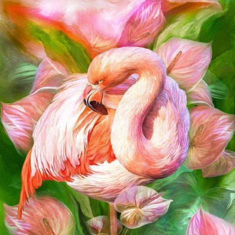 5D DIY Diamond Painting Kits Watercolor Pink Flamingo