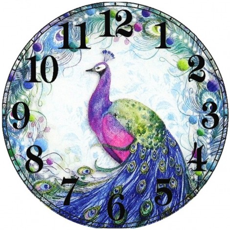 5D DIY Diamond Painting Kits Cartoon Peacock Clock
