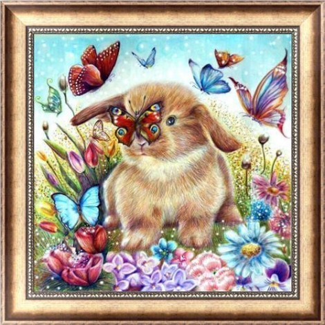 5D DIY Diamond Painting Kits Cartoon Cute Rabbit Butterfly