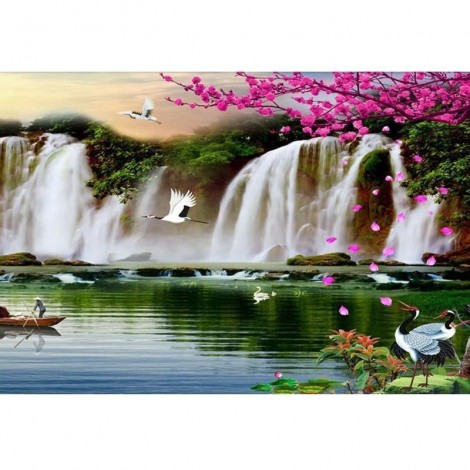 5D Diamond Painting Kits Waterfall Flying Crane