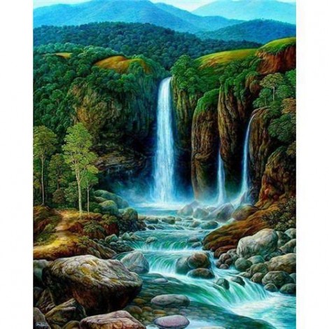 5D DIY Diamond Painting Kits Dream Landscape Mountain Waterfall