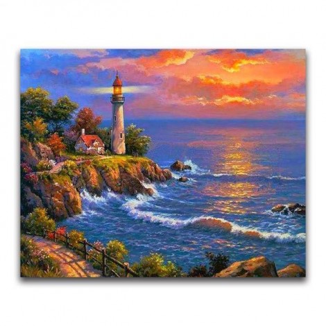 2019 Oil Painting Style Lighthouse Pattern Diy 5d Diamond Painting Kits