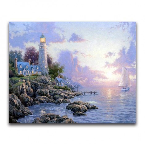 2019 Oil Painting Style Lighthouse Pattern 5d Diy Diamond Painting Kits