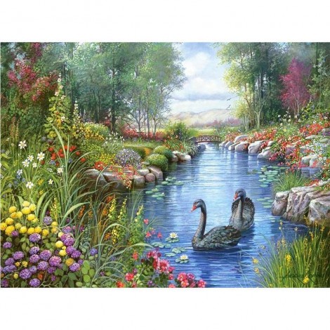 5d DIY Diamond Painting Kits Spring Landscape Swan