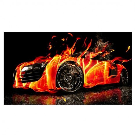 5D DIY Diamond Painting Kits Cool Orange Burn Effect Car