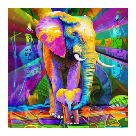 5D DIY Diamond Painting Kits Artistic Colorful Elephant Family
