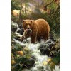 5D DIY Diamond Painting Kits Cartoon Lovely Bear Catch  A Fish