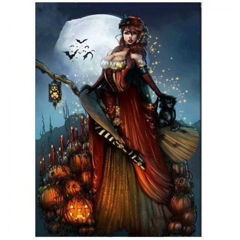 5D DIY Diamond Painting Kits Cartoon Halloween Witch