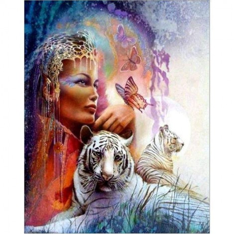 5D Diamond Painting Kits Watercolored Beauty And Animal Tiger
