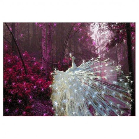5D DIY Diamond Painting Kits Dream White Shine Peacock