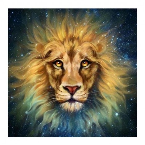 5D DIY Diamond Painting Kits Fantastic Animal Lion Starry Sky
