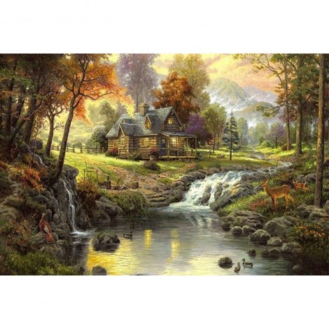 5D DIY Diamond Painting Kits Dream House Lake in the Forest