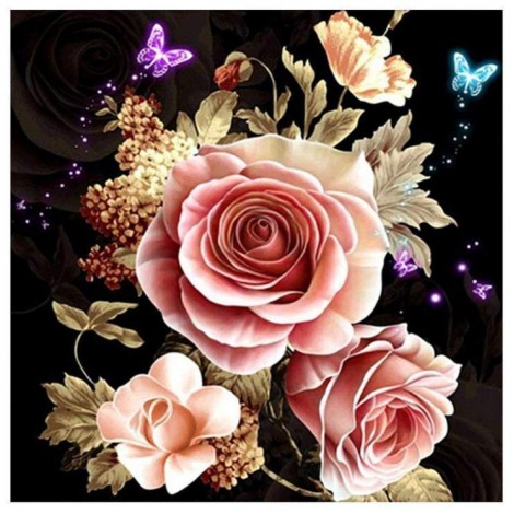 5D DIY Diamond Painting Kits Romantic Modern Art Styles Pink Rose