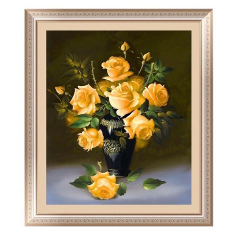 5D DIY Diamond Painting Kits Yellow Roses in Vase