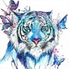 5D DIY Diamond Painting Kits Colorful Cool Watercolor Tiger And Butterfly