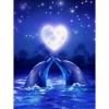 5D DIY Diamond Painting Kits Blue Starry Night Dolphin Kiss
