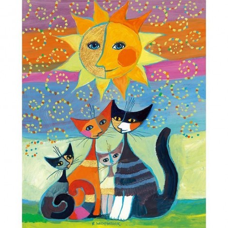 5D DIY Diamond Painting "The cat under the sun Rhinestone Mosaic Painting Decor