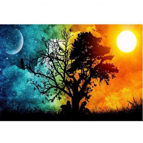 5D DIY Diamond Painting Kits Sun and Moon Romantic love Tree