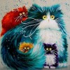 5D DIY Diamond Painting Kits Watercolor Cartoon Cat Family
