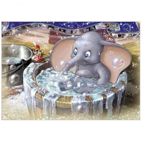 5D DIY Diamond Painting Kits Cute Cartoon Elephant Bath