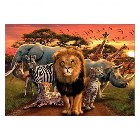 5D DIY Diamond Painting Kits Amaizng Safari Wildlife Sunset
