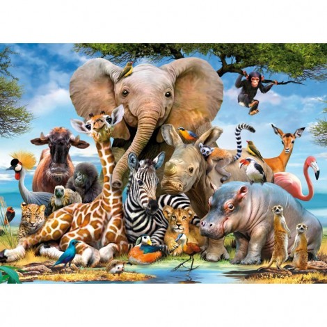 5D DIY Diamond Painting Kits Happy Jungle Wildlife Animals LS00001