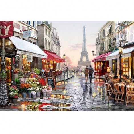 2019 Oil Painting Style Eiffel Tower Street 5d Diy Diamond Painting Kits